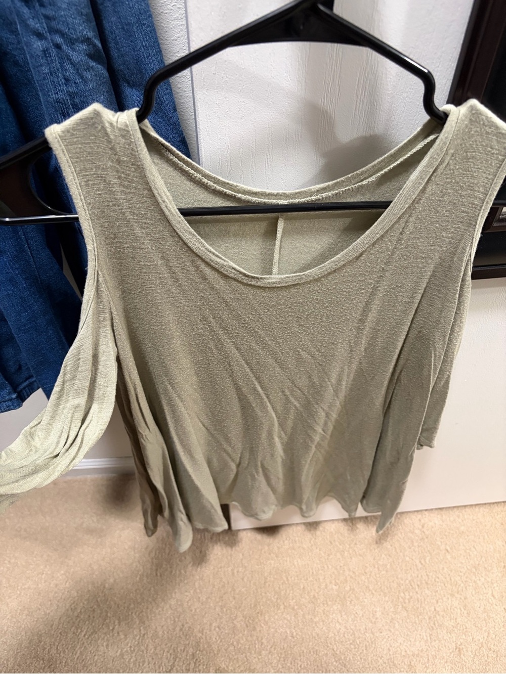 Women's Light Green Cold-Shoulder Top